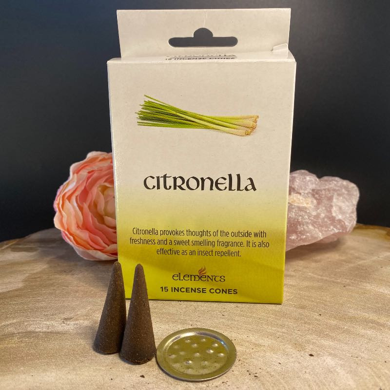 Se Elements Citronella cones 15stk hos Krystalæsken