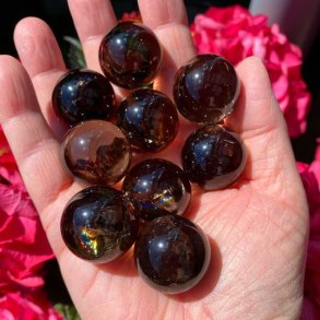 Rgkvarts kugle m.regnbue ca 18mm