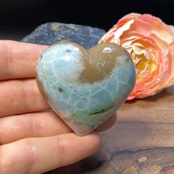 Grn flower agat hjerte