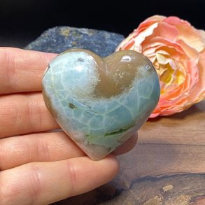 Grn flower agat hjerte