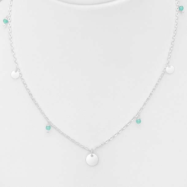 925 Sterling slv halskde med med amazonit