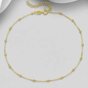 925 Sterling slv forgyldt ankelkde med slvkugler