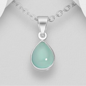 925 Sterling s�lv vedh�ng med bl�/gr�n chalcedon