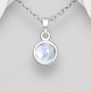 925 Sterling s�lv vedh�ng med regnbue m�nesten