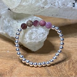 925 Sterling slv ring, med turmalinkugler