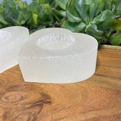 Selenit hjerte fyrfadsstage