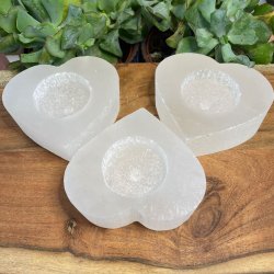 Selenit hjerte fyrfadsstage