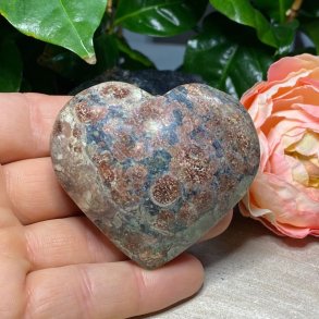 Grn flower jaspis rhyolit hjerte