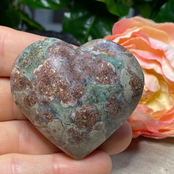 Grn flower jaspis rhyolit hjerte