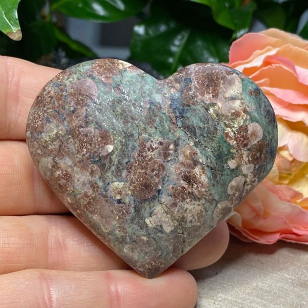 Grn flower jaspis rhyolit hjerte