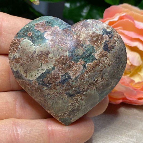 Grn flower jaspis rhyolit hjerte