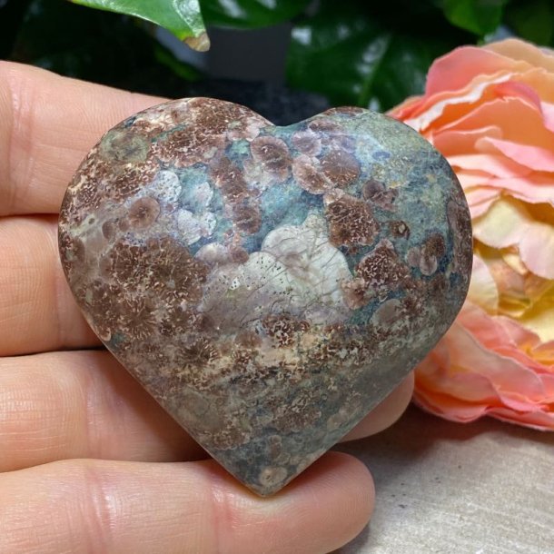 Grn flower jaspis rhyolit hjerte