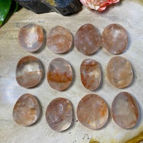 Hematoid kvarts flad lommesten