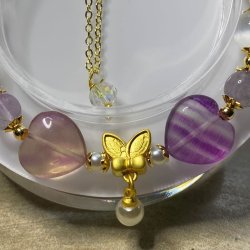 Fluorit armbnd med selenit kugler 7.5mm