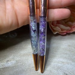 Krystal kuglepen i hvid copper