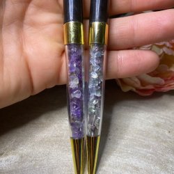 Krystal kuglepen I sort/guld