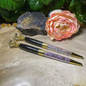 Krystal kuglepen I sort/guld