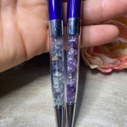 Krystal kuglepen i mrk bl