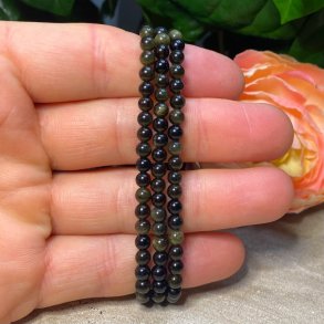 Guld obsidian armbnd 4mm