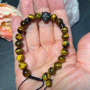 Tigerje armbnd med leopard hoved 8mm