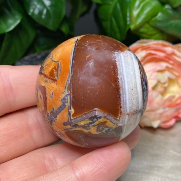 Crazy lace agat kugle fra Mexico 50mm