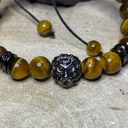 Tigerje armbnd med lve hoved 8mm