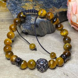 Tigerje armbnd med lve hoved 8mm