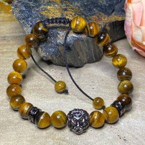 Tigerje armbnd med lve hoved 8mm